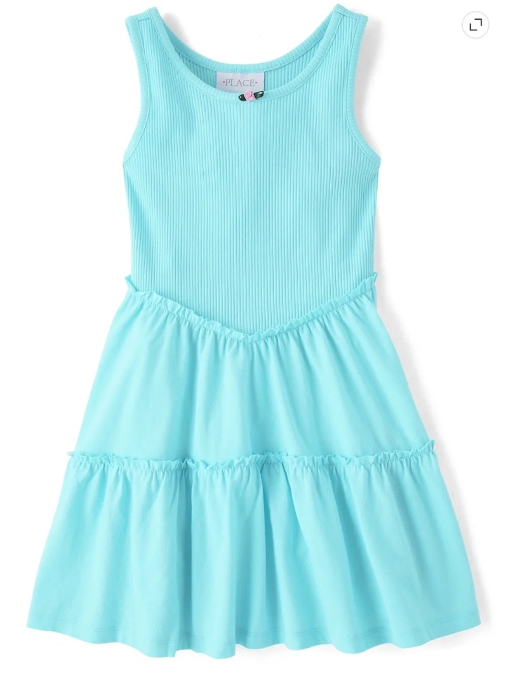 The Children’s Place Girls Pastel Blue Sleeveless Ribbed Tiered V-Waist Dress